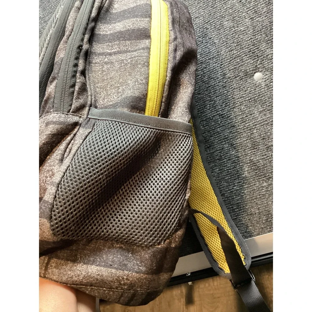 OGIO Backpack Grey Black Striped Yellow Accents School Travel Bag